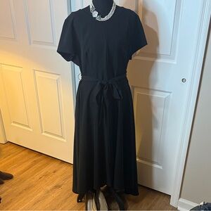 3/$20 Lane Bryant Elegant Black Midi Dress with Tie Waist